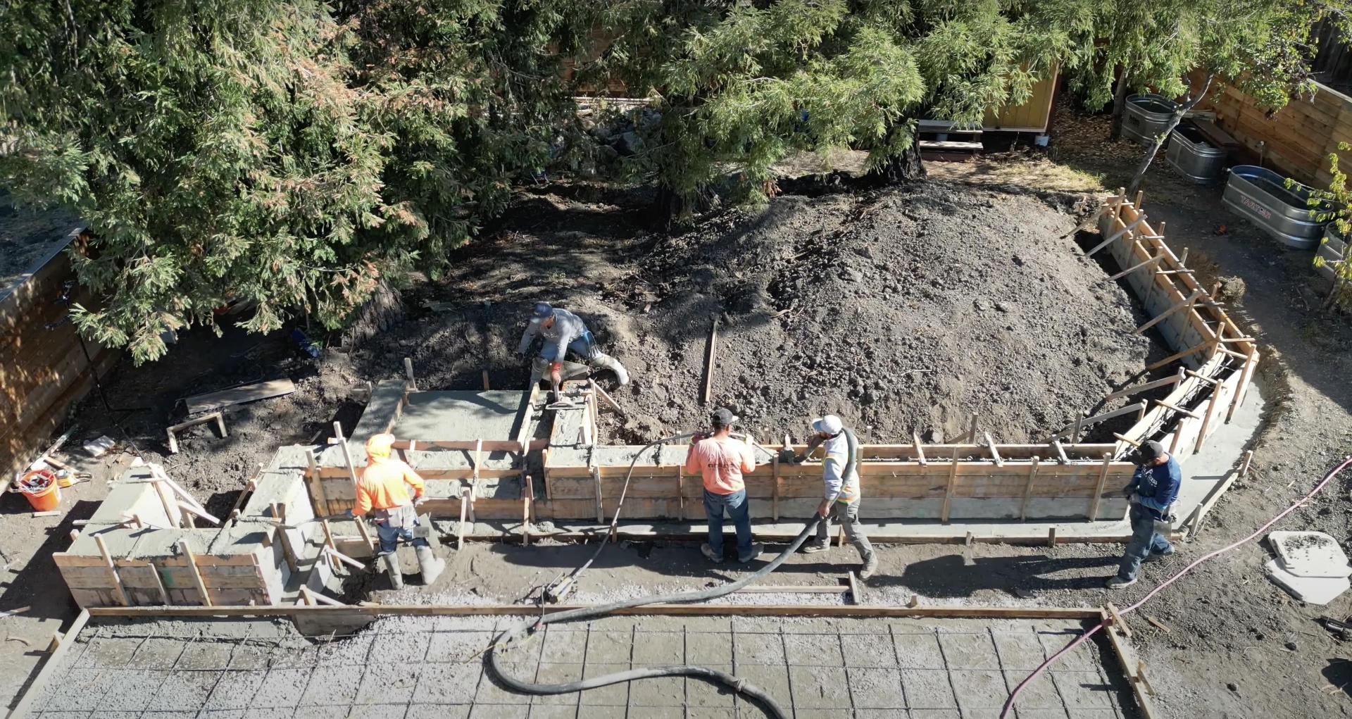 Concrete construction process Mt Vernon VA - foundation and concrete work in progress