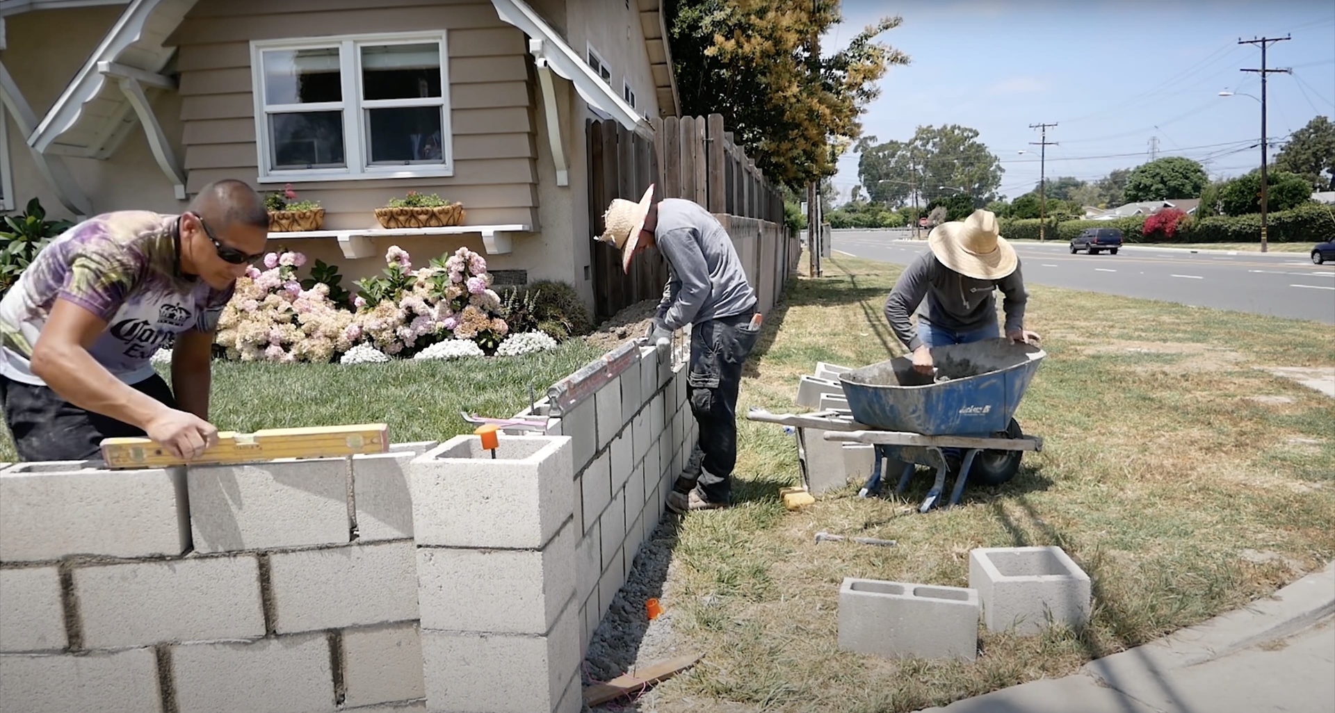Concrete block wall construction and professional masonry installation Concrete block wall construction Mt Vernon VA - professional masonry work in progress