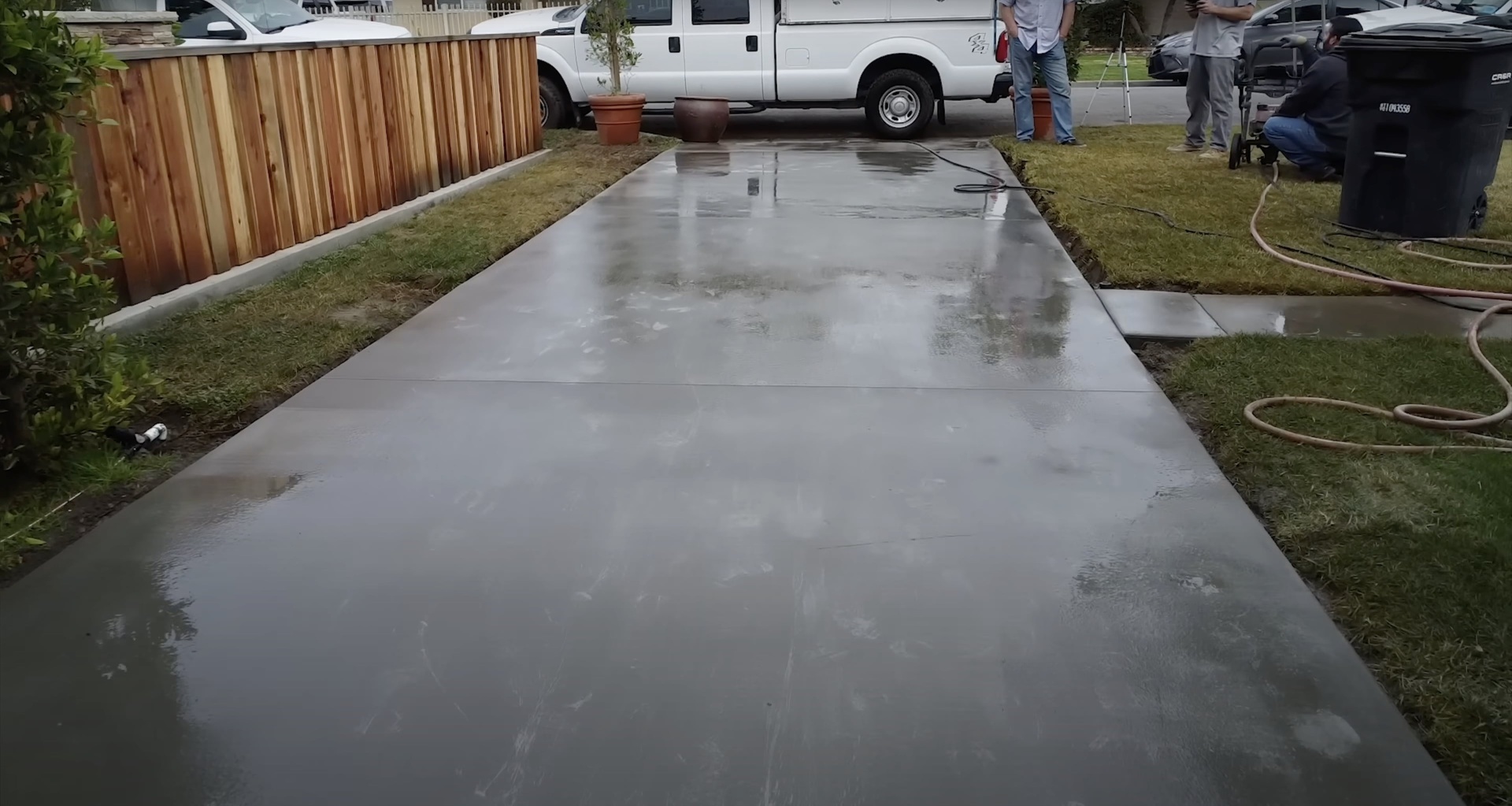 Concrete driveway installation Mt Vernon VA - fresh concrete being finished